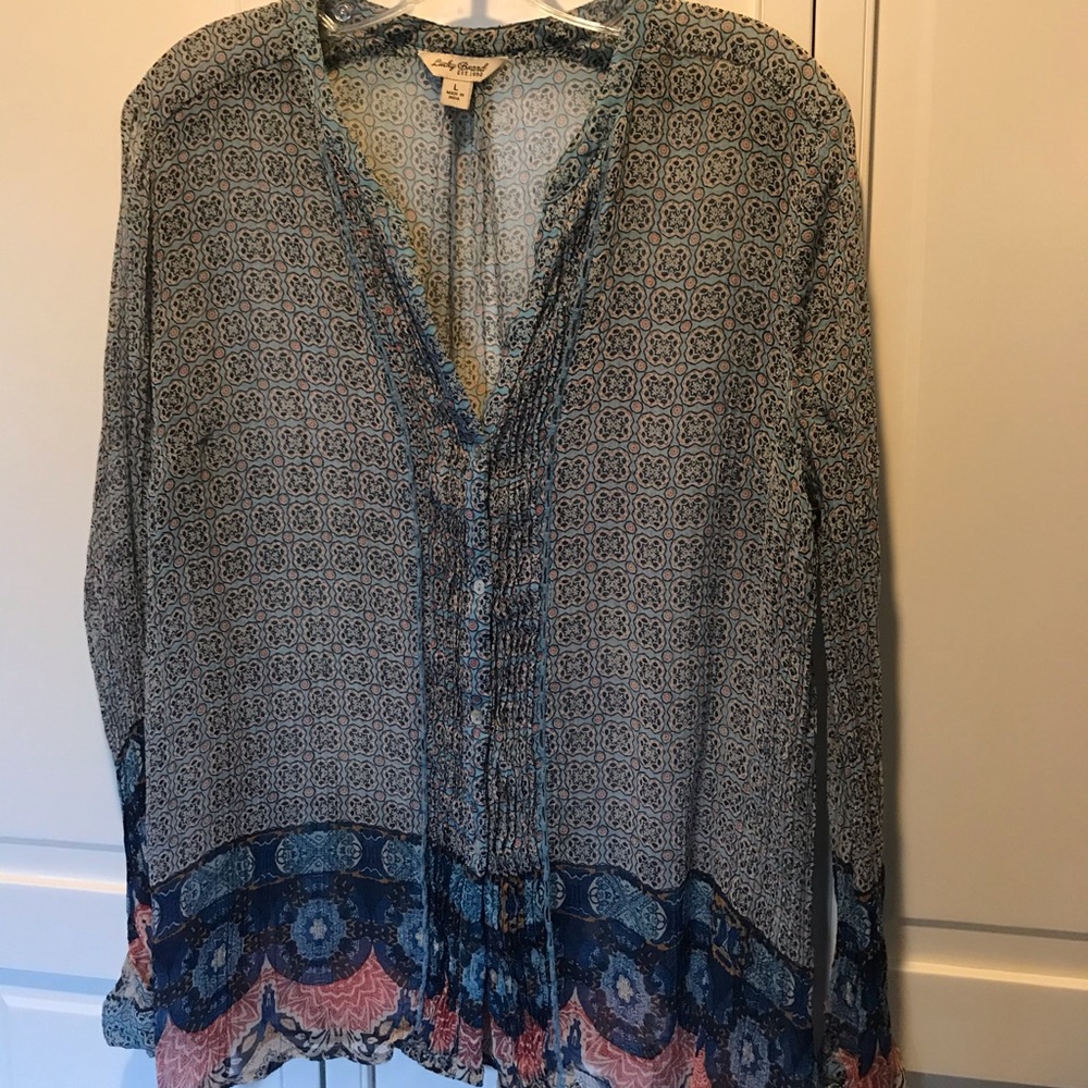 🌞 Lucky Brand Shear Long Sleeve Blouse
